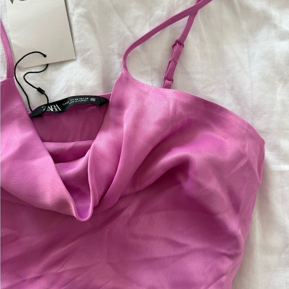 SOLD Zara pink satin flowy tank top
